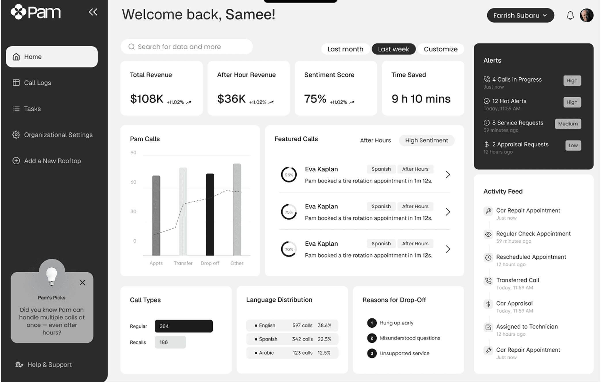 Pam Dashboard Interface